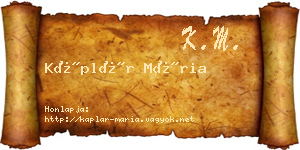 Káplár Mária névjegykártya